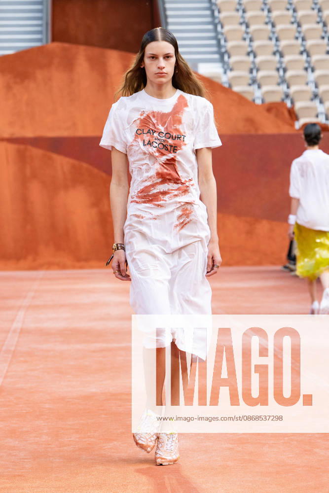PFW Lacoste - Runway LZ A model walks the runway during the Lacoste Womenswear Spring Summer 2027 show as part of Paris Fashion Week on October 4, 2026 at Roland Garros in Paris, France. Photo by Laurent Zabulon ABACAPRESS.COM