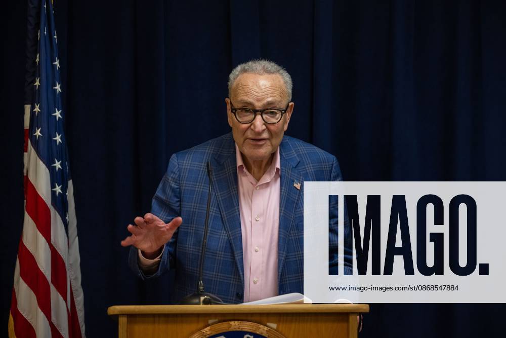 U.S. Senator Chuck Schumer (D-NY) speaks.U.S. Senator Chuck Schumer (D-NY) calls for tighter rules and privacy safeguards around Flock Safety AI-powered license plate readers (ALPRs or LPRs), whose network has grown to more than 120,000 cameras across 49 states, according to the company, and continuously record passing vehicles movements without a warrant, probable cause, or even reasonable suspicion on October 04, 2026 in New York City. New York United States - ZUMAs197 20261004_aaa_s197_202