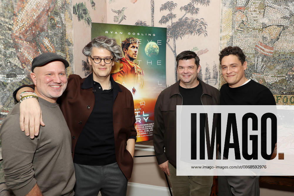 New York Tastemaker screening of Amazon MGM Studios project Hail Mary at The Whitby Hotel Screening Room Featuring: (L-R) Erik Davis ( Moderator, Fandang), James Ortiz (Rocky), Chris Miller (Director, Producer) and Phil Lord (Director, Producer) Where: New York, New York, United States When: 04 Oct 2026 Credit: Marion Curtis StarPix for Amazon MGM Studios INSTARimages . NOT FOR USE BY NEWSPAPERS BASED IN THE UK.