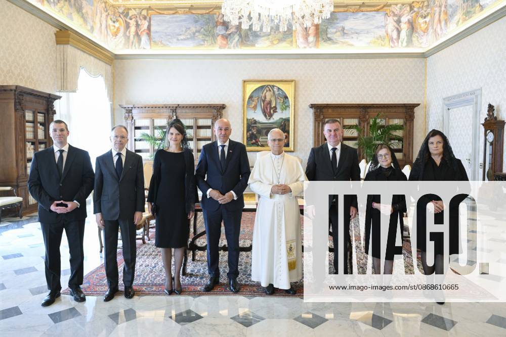 IPA89331407 - Italy, Rome, Vatican, October 5, 2026 Pope Leo XIV receives His Excellency Mr. Janez Jansa, Prime Minister of the Republic of Slovenia, in a private audience at the Vatican. Photograph by VATICAN MEDIA Catholic Press Photo