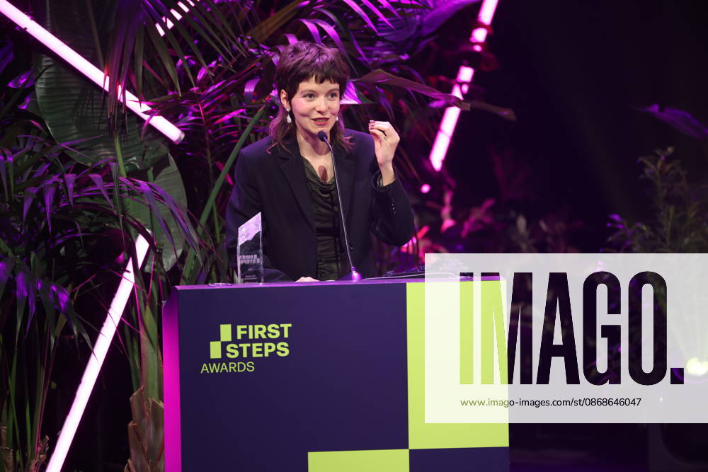 FIRST STEPS 2026 Götz George Young Talent Award Winner Georgia Rushton in EGGSHELLS on stage at the FIRST STEPS 2026 awards ceremony at the Theater des Westens in Berlin
