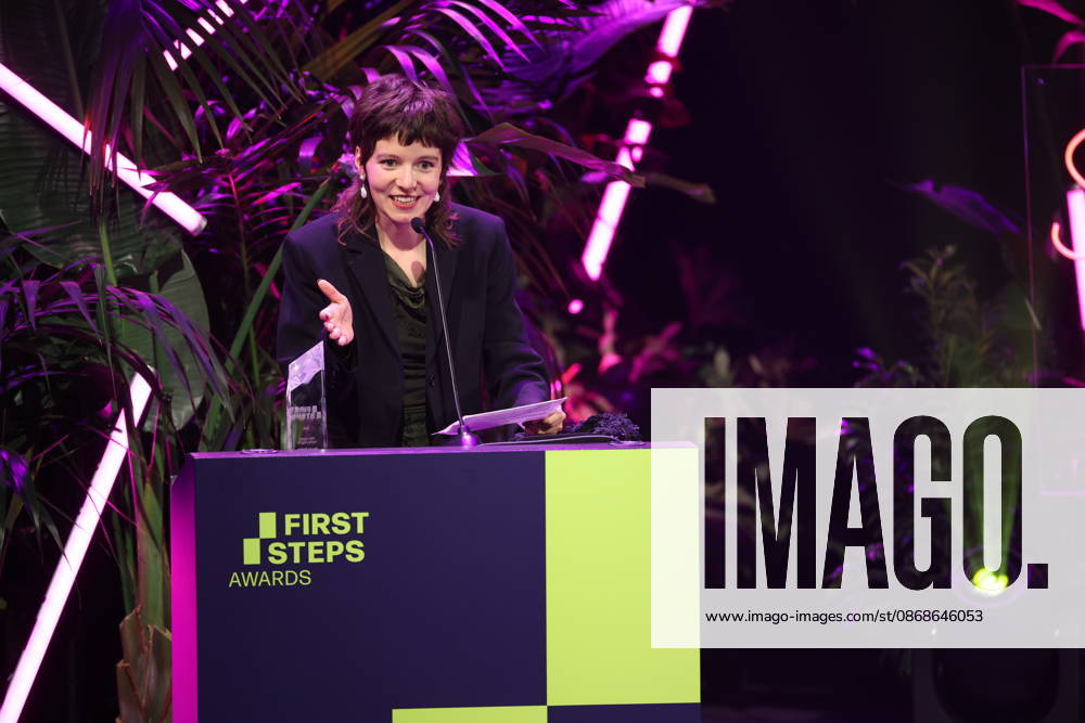 FIRST STEPS 2026 Götz George Young Talent Award Winner Georgia Rushton in EGGSHELLS on stage at the FIRST STEPS 2026 awards ceremony at the Theater des Westens in Berlin