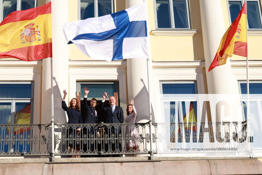 President ALEXANDER STUBB and his spouse SUZANNE INNES-STUBB welcome King FELIPE VI and Queen LETIZIA of Spain during the official welcoming ceremony marking the start of the royal couple s state visit to strengthen bilateral relations. Espoo Finland - ZUMAt172 20261006_zip_t172_013