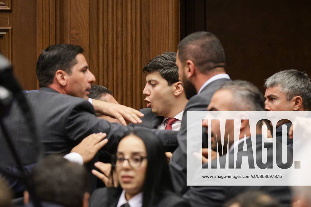 ARMENIA, YEREVAN - OCTOBER 6, 2026: A brawl breaks out between lawmakers during the 2nd session of the Armenian National Assembly of the 9th convocation Yerevan Armenia - ZUMAt113 20261006_zaa_t113_013