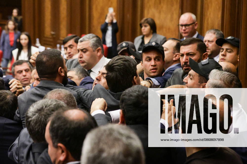 ARMENIA, YEREVAN - OCTOBER 6, 2026: A brawl breaks out between lawmakers during the 2nd session of the Armenian National Assembly of the 9th convocation Yerevan Armenia - ZUMAt113 20261006_zaa_t113_016