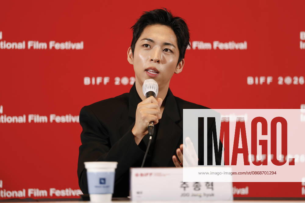 The Table: Day and Night cast at Busan International Film Festival South Korean actor Joo Jong-hyuk speaks during a press conference for The Table: Day and Night, the opening film of the 31st Busan International Film Festival (BIFF), at the Busan Cinema Center in Busan, South Korea, on October 06, 2026. Busan South Korea