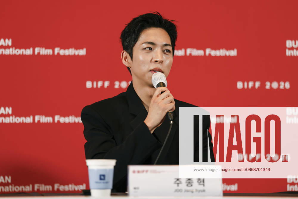 The Table: Day and Night cast at Busan International Film Festival South Korean actor Joo Jong-hyuk speaks during a press conference for The Table: Day and Night, the opening film of the 31st Busan International Film Festival (BIFF), at the Busan Cinema Center in Busan, South Korea, on October 06, 2026. Busan South Korea