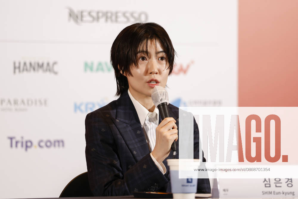 The Table: Day and Night cast at Busan International Film Festival South Korean actor Shim Eun-kyung speaks during a press conference for The Table: Day and Night, the opening film of the 31st Busan International Film Festival (BIFF), at the Busan Cinema Center in Busan, South Korea, on October 06, 2026. Busan South Korea