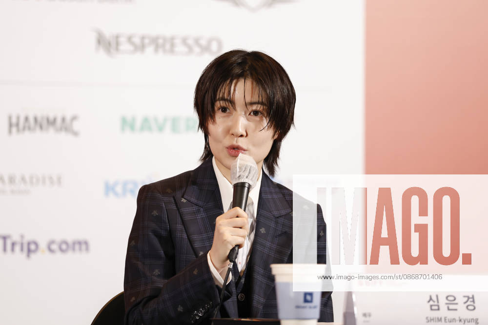The Table: Day and Night cast at Busan International Film Festival South Korean actor Shim Eun-kyung speaks during a press conference for The Table: Day and Night, the opening film of the 31st Busan International Film Festival (BIFF), at the Busan Cinema Center in Busan, South Korea, on October 06, 2026. Busan South Korea