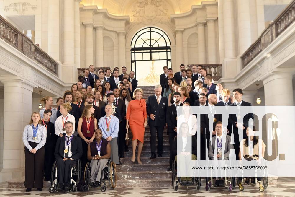 King Philippe and Queen Mathilde receive the Belgian athletes (2025-2026) BRUSSELS, BELGIUM - OCTOBER 06 : King Philippe and Queen Mathilde are hosting a reception at Laeken Castle for Belgian athletes who have distinguished themselves over the past two years. Among them are athletes who have won a medal at a European or World Championship in an Olympic or Paralympic sport, as well as those who have achieved an exceptional performance on the world stage on October 6, 2026 in Brussels, Belgium, 06 10 2026 Brussels Belgium