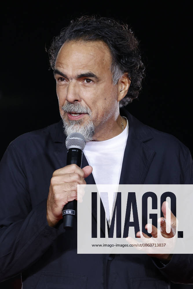Director Alejandro Gonzalez Inarritu speaks during the Digger Japan premiere on October 6, 2026, in Tokyo, Japan. The duo met with enthusiastic fans and signed autographs on the red carpet in the heart of Tokyo s Ginza district. aflo_353758990