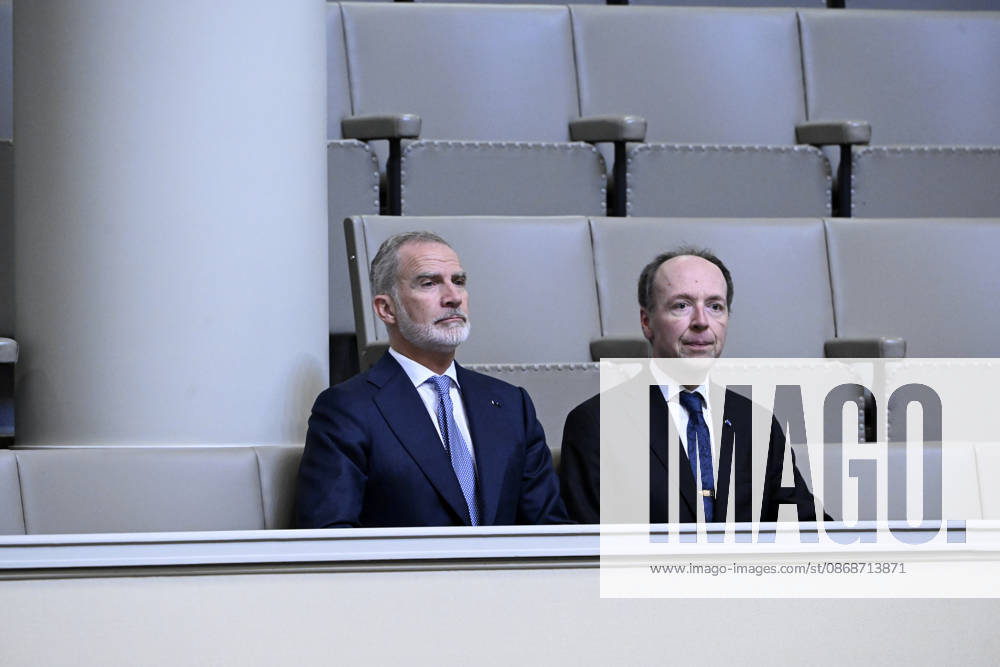 Spain s King Felipe (L) is seen with Speaker of the Finnish Parliament Jussi Halla-aho in the gallery of the parliament as he follows a plenary session in Helsinki, Finland, on October 6, 2026. Spain s King Felipe and Queen Letizia are on a two-day state visit to Finland. - HEIKKI SAUKKOMAA Helsinki Finland