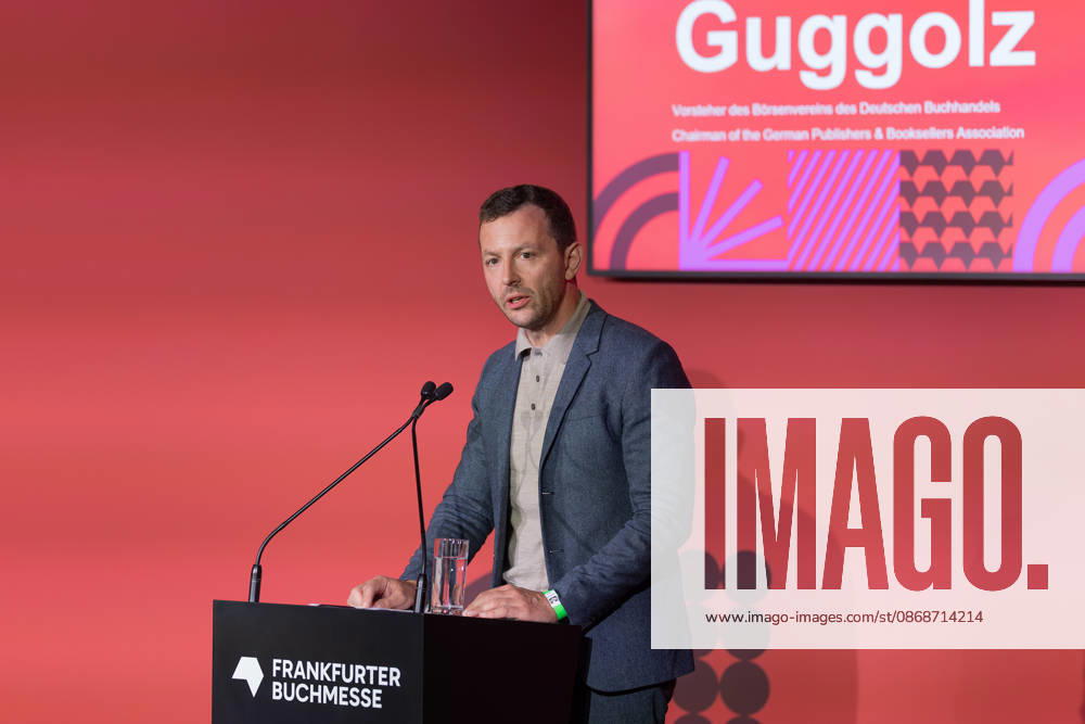 Frankfurt Book Fair 2026 Sebastian Guggolz, President of the German Publishers and Booksellers Association Opening press conference for the Frankfurt Book Fair 2026, Frankfurt am Main, Hesse, Germany, Exhibition Center