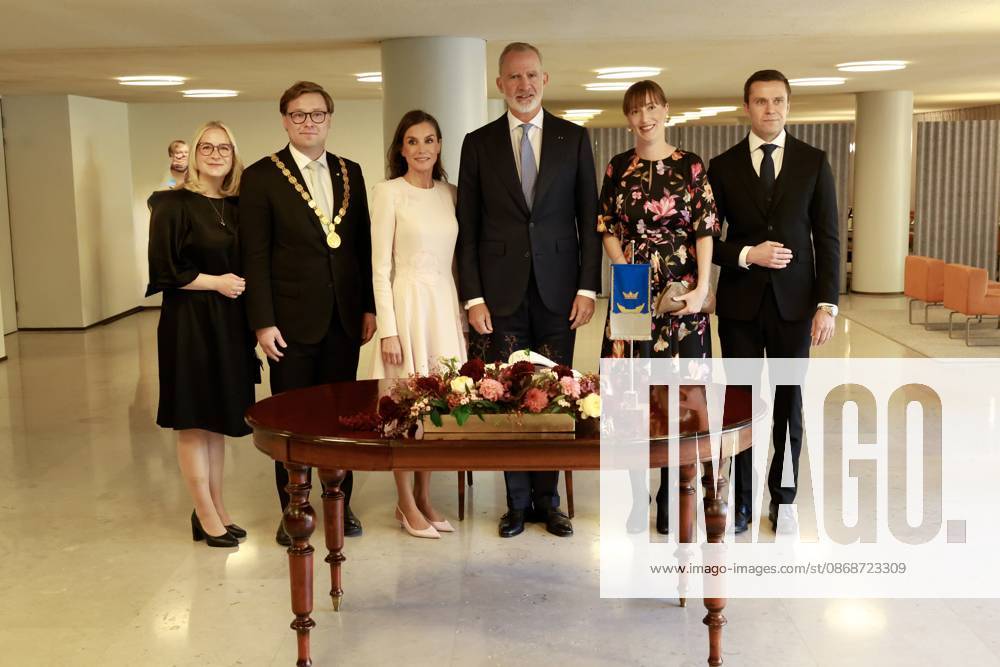 Finland Queen Letizia and King Felipe with President Alexander Stubb and Suzanne Innes-Stubb on the 1st day of the 2 day statevisit to Finland. Â