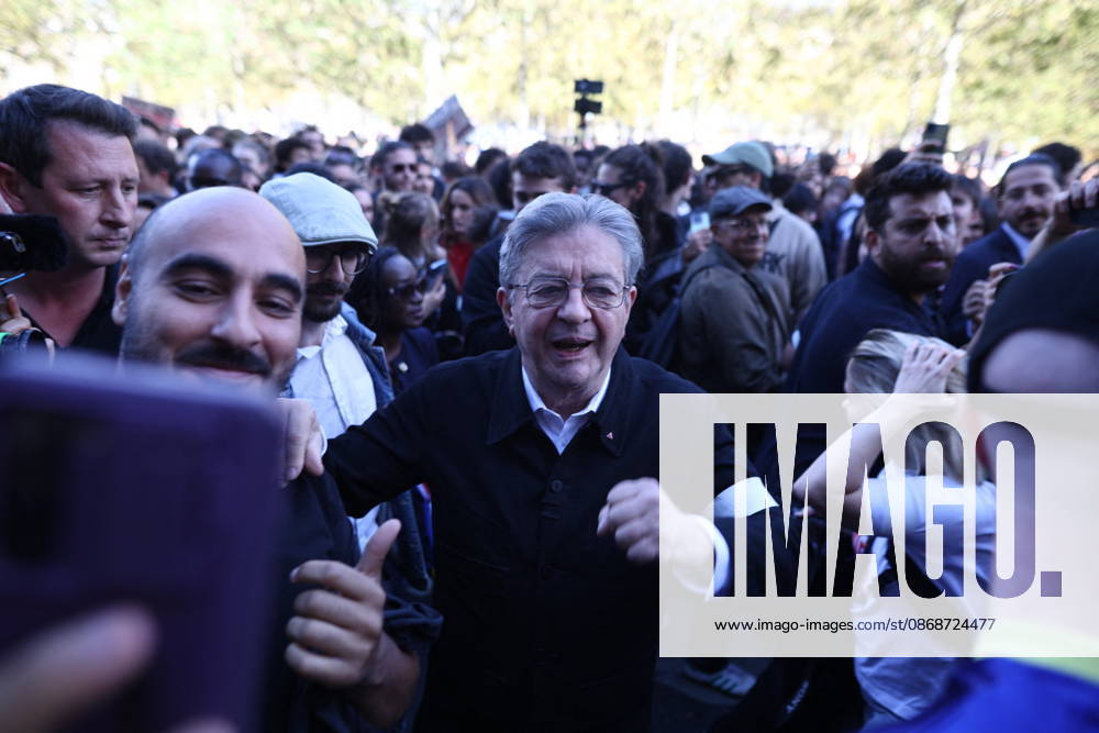 Politics At Student Demonstration - Paris La France Insoumise (LFI) candidate in France s 2027 presidential election Jean-Luc Melenchon arrives at the start of a demonstration part of a nationwide day of actions called by high-school students, joined by unions and teachers, who for days have been demanding better learning conditions in protests punctuated by violent confrontations in Paris on October 6, 2026. Students have blocked the entrances to hundreds of high schools for 15- to 17-year-olds since late September, complaining of missing teachers, overloaded timetables, dilapidated classrooms and buildings that cannot cope with rising temperatures. Photo by Raphael Lafargue ABACAPRESS.COM Paris France