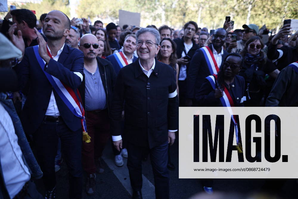 Politics At Student Demonstration - Paris La France Insoumise (LFI) candidate in France s 2027 presidential election Jean-Luc Melenchon arrives at the start of a demonstration part of a nationwide day of actions called by high-school students, joined by unions and teachers, who for days have been demanding better learning conditions in protests punctuated by violent confrontations in Paris on October 6, 2026. Students have blocked the entrances to hundreds of high schools for 15- to 17-year-olds since late September, complaining of missing teachers, overloaded timetables, dilapidated classrooms and buildings that cannot cope with rising temperatures. Photo by Raphael Lafargue ABACAPRESS.COM Paris France