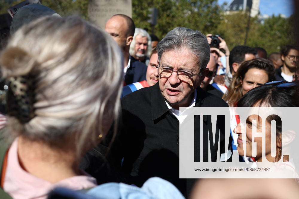 Politics At Student Demonstration - Paris La France Insoumise (LFI) candidate in France s 2027 presidential election Jean-Luc Melenchon, arrives with LFI s MP Carlos Martens Bilongo, LFI s MP Manuel Bompard, arrives at the start of a demonstration part of a nationwide day of actions called by high-school students, joined by unions and teachers, who for days have been demanding better learning conditions in protests punctuated by violent confrontations in Paris on October 6, 2026. Students have blocked the entrances to hundreds of high schools for 15- to 17-year-olds since late September, complaining of missing teachers, overloaded timetables, dilapidated classrooms and buildings that cannot cope with rising temperatures. Photo by Raphael La
