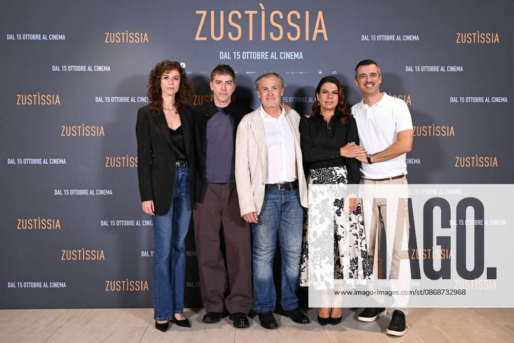 Director Francesco Piras and the cast, including Paola Giannini, Michele Riondino, Fabrizio Ferracane, Geppi Cucciari, and Jacopo Cullin, during the photocall for the presentation of the film Zustissia, inspired by the true story of the longest miscarriage of justice in Italian history, 33 years of wrongful imprisonment. Rome, October 6, 2026 Rome Italy - ZUMAa289 20261006_zia_a289_034