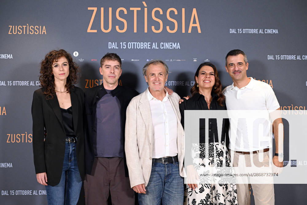 Director Francesco Piras and the cast, including Paola Giannini, Michele Riondino, Fabrizio Ferracane, Geppi Cucciari, and Jacopo Cullin, during the photocall for the presentation of the film Zustissia, inspired by the true story of the longest miscarriage of justice in Italian history, 33 years of wrongful imprisonment. Rome, October 6, 2026 Rome Italy - ZUMAa289 20261006_zia_a289_035