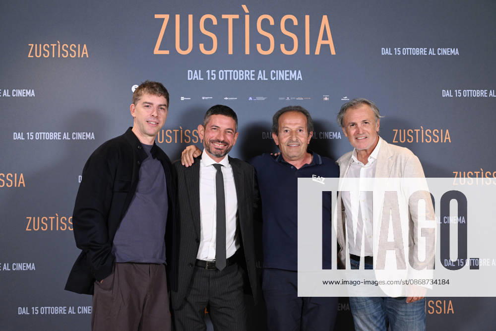 Michele Riondino, Fabrizio Ferracane, and Beniamino Zuncheddu, with lawyer Mauro Trogu, the authors of the book I Am Innocent, during the photocall for the presentation of the film Zustissia, inspired by the true story of the longest miscarriage of justice in Italian history: 33 years of wrongful imprisonment. Rome, October 6, 2026 Rome Italy - ZUMAa289 20261006_zia_a289_094