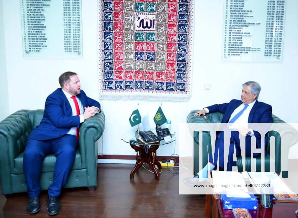 Federal Minister for Law and Justice, and Human Rights, Senator Azam Nazeer Tarar exchanging views with Stephen Doughty, British Minister of State during meeting held at Ministry of Law and Justice in Islamabad on Tuesday, October 6, 2026. (PPI Images).