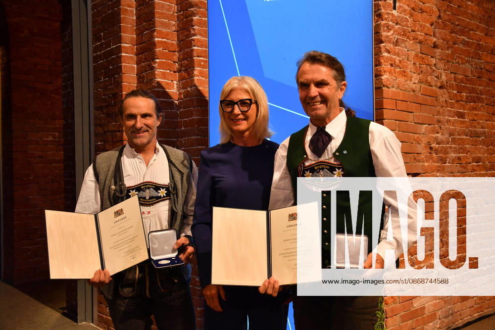 Ulrike Scharf, Bavarian Minister of State, and Alexander and Thomas Huber of Huber Baum; Awarding of the Bavarian State Medal for Social Service 2026; All Saints Day; Hofkirche, Munich