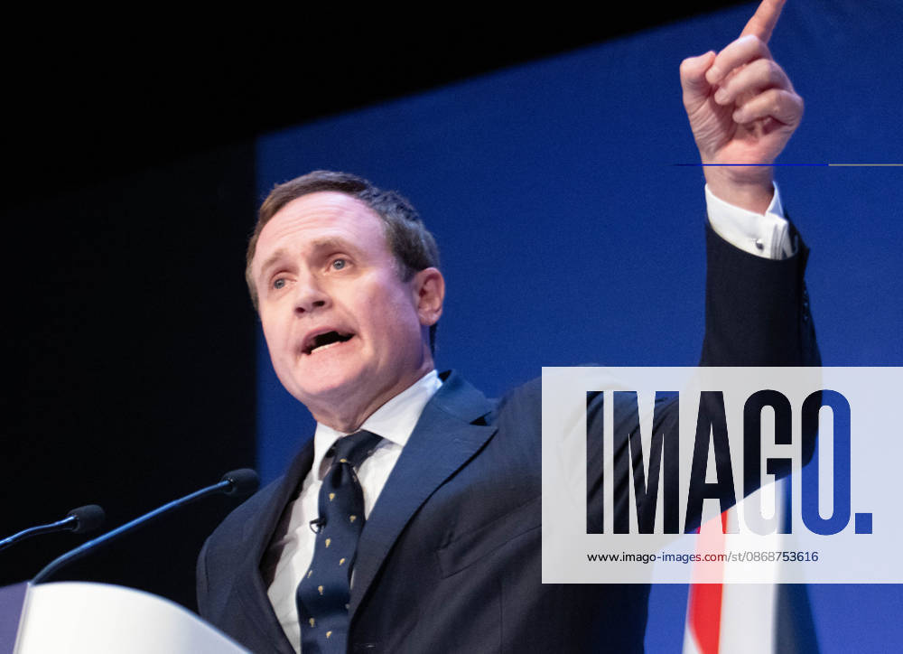 Tom Tugendhat MBE Shadow Foreign Secretary addresses audience. The session Defending Britain in a More Dangerous World took place on the main stage at the Conservative Party Conference at the ICC Birmingham. It featured key shadow cabinet figures including Tom Tugendhat, Helen Whately , James Cartlidge, and Alex Burghart , as well as a performance by St Mary s Ukrainian School choir. They were also joined by Yehor Cherniev, Ukrainian MP and Professor Niall Ferguson Birmingham United Kingdom - ZUMAs197 20261006_aaa_s197_098