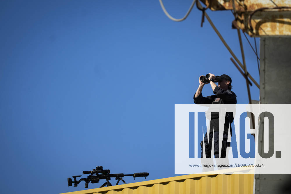 A member of US Secret Service Counter Sniper (CS) keeps watch during an event at Tradepoint Atlantic in Sparrows Point, Maryland on Tuesday, Oct. 6, 2026. Anduril is in advanced talks to build an autonomous surface-vessel factory at Tradepoint Atlantic, which would give the company an East Coast hub alongside its Foss Maritime shipyard in Seattle and undersea-vehicle factory at Quonset Business Park in Rhode Island. BAL20261006116 AlxDrago