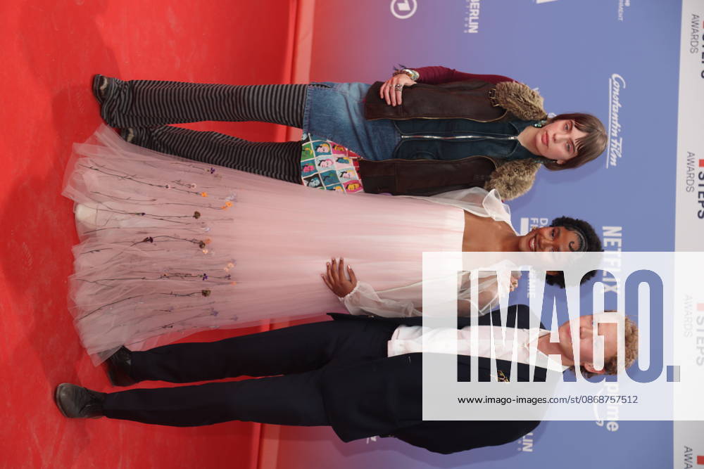 Greta Krämer, Mariama Jobe, and Jona Levin Nicolai at the 27th First Steps Awards ceremony in 2026 at the Theater des Westens in Berlin