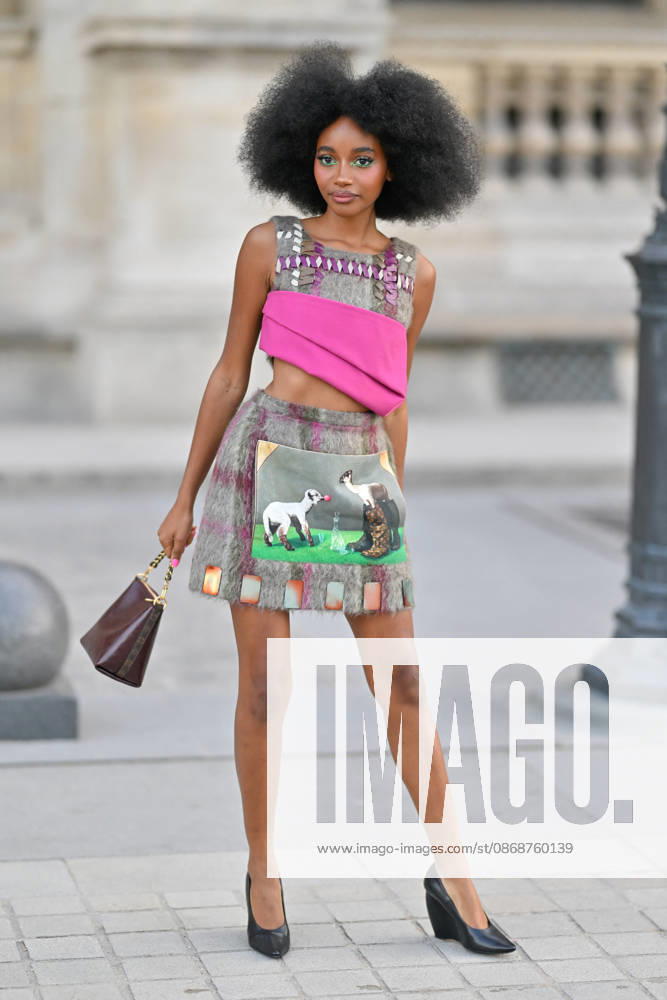 PFW Louis Vuitton Outside Arrivals Joyce Cisse, flowerovlove arriving at Louis Vuitton show during Paris Fashion Week, in Paris, France on 6 October 2026. Photo by Julien Reynaud APS-Medias ABACAPRESS.COM Paris France
