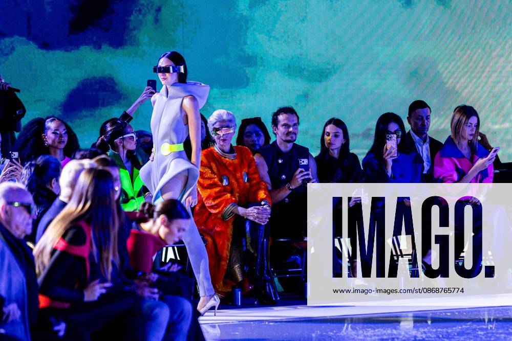 PFW Pierre Cardin Runway NB A model walks the runway during the Pierre Cardin Womenswear Spring Summer 2027 show at Pailleron ice rink as part of Paris Fashion Week on October 06, 2026 in Paris, France. Photo by Nasser Berzane ABACAPRESS.COM Paris France