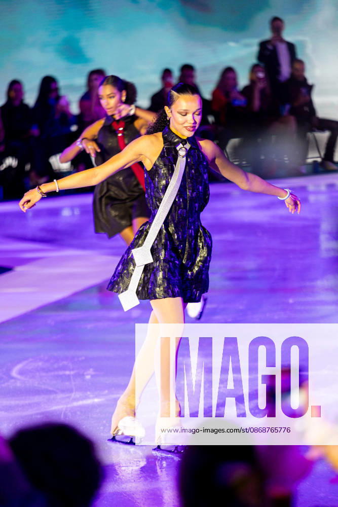 PFW Pierre Cardin Runway NB A model walks the runway during the Pierre Cardin Womenswear Spring Summer 2027 show at Pailleron ice rink as part of Paris Fashion Week on October 06, 2026 in Paris, France. Photo by Nasser Berzane ABACAPRESS.COM Paris France