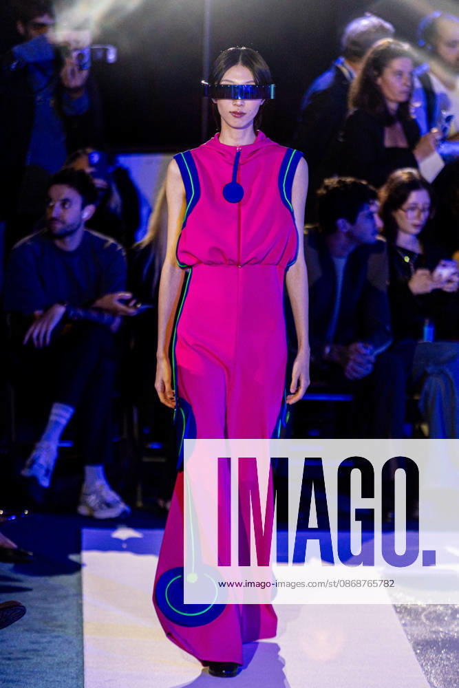 PFW Pierre Cardin Runway NB A model walks the runway during the Pierre Cardin Womenswear Spring Summer 2027 show at Pailleron ice rink as part of Paris Fashion Week on October 06, 2026 in Paris, France. Photo by Nasser Berzane ABACAPRESS.COM Paris France