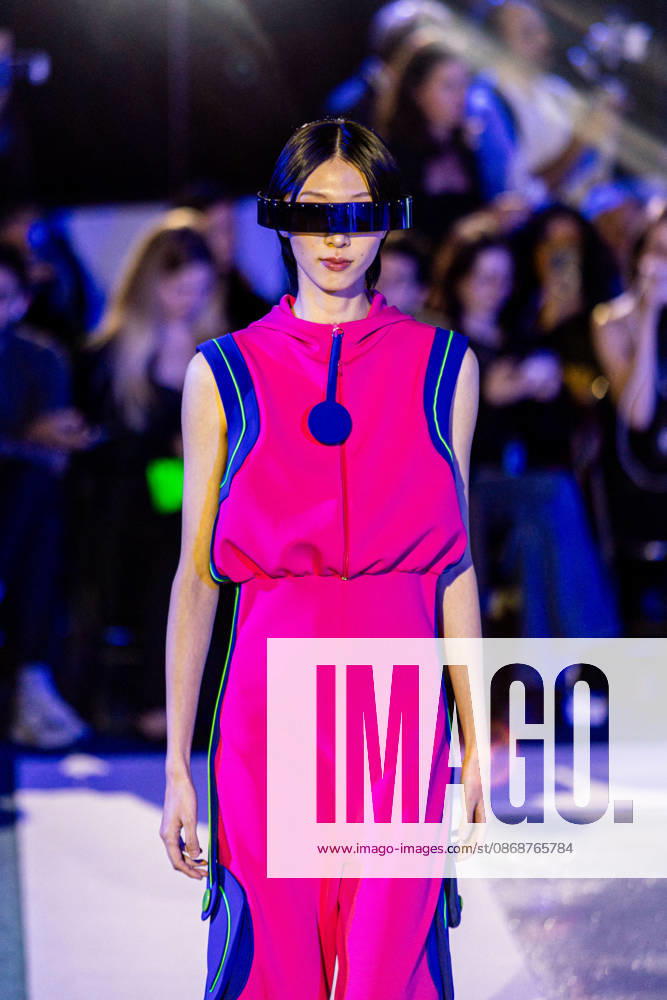 PFW Pierre Cardin Runway NB A model walks the runway during the Pierre Cardin Womenswear Spring Summer 2027 show at Pailleron ice rink as part of Paris Fashion Week on October 06, 2026 in Paris, France. Photo by Nasser Berzane ABACAPRESS.COM Paris France