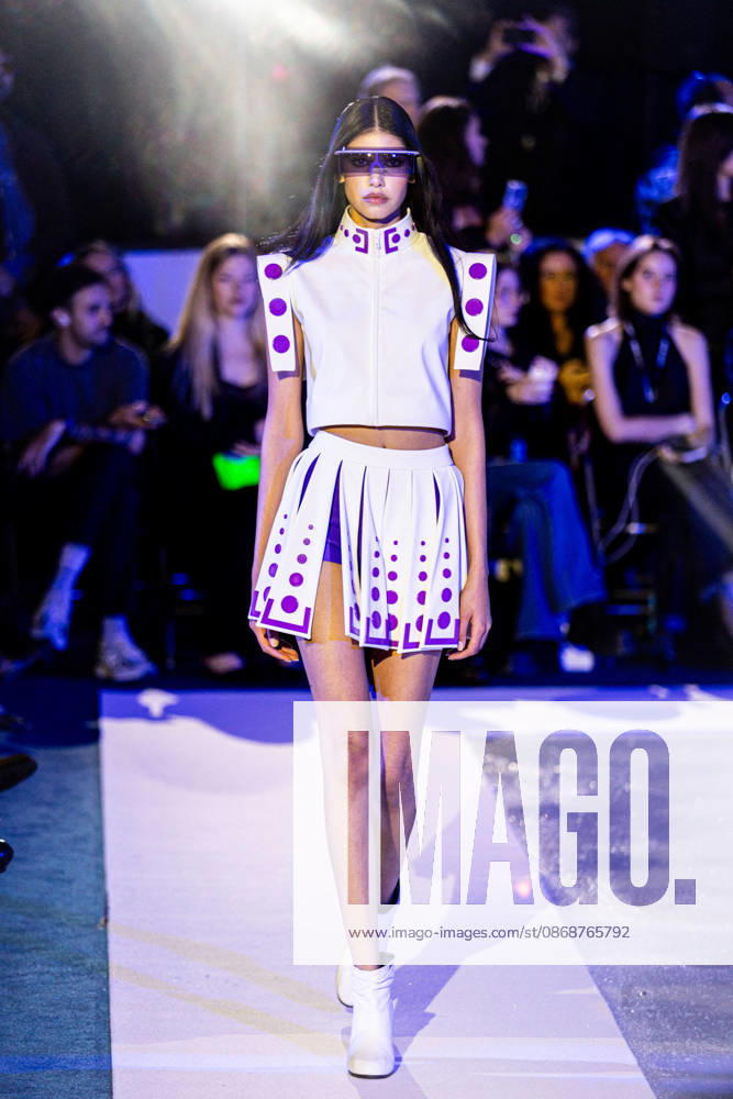 PFW Pierre Cardin Runway NB A model walks the runway during the Pierre Cardin Womenswear Spring Summer 2027 show at Pailleron ice rink as part of Paris Fashion Week on October 06, 2026 in Paris, France. Photo by Nasser Berzane ABACAPRESS.COM Paris France