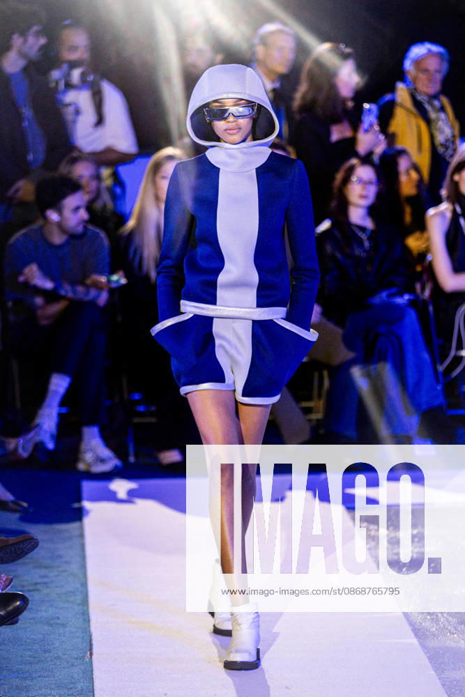 PFW Pierre Cardin Runway NB A model walks the runway during the Pierre Cardin Womenswear Spring Summer 2027 show at Pailleron ice rink as part of Paris Fashion Week on October 06, 2026 in Paris, France. Photo by Nasser Berzane ABACAPRESS.COM Paris France