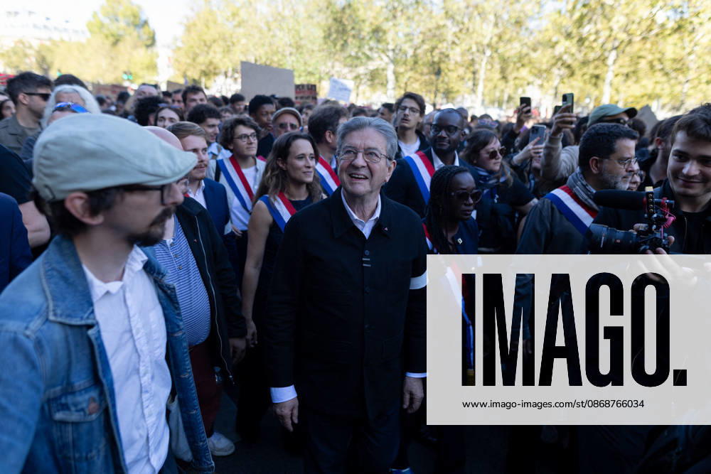 Student Demonstration - Paris RL President of La France Insoumise LFI Jean Luc Melenchon takes part in a demonstration as part of a nationwide day of actions called by high-school students, joined by unions and teachers, who for days have been demanding better learning conditions in protests punctuated by violent confrontations in Paris on October 6, 2026. Photo by Raphael Lafargue ABACAPRESS.COM Paris France
