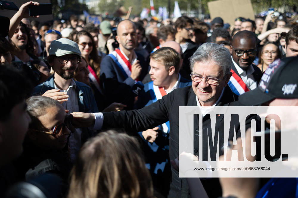 Student Demonstration - Paris RL President of La France Insoumise LFI Jean Luc Melenchon takes part in a demonstration as part of a nationwide day of actions called by high-school students, joined by unions and teachers, who for days have been demanding better learning conditions in protests punctuated by violent confrontations in Paris on October 6, 2026. Photo by Raphael Lafargue ABACAPRESS.COM Paris France