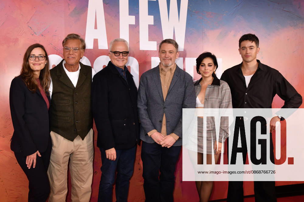 NEW YORK, NY- OCTOBER 6: Lear deBessonet, Aaron Sorkin, Bradley Whitford, Michael Arden, Krysta Rodriguez and Tom Blyth at the press conference for A Few Good Men at Lincoln Center Theater in the Vivian Beaumont Theatre on October 6, 2026 in New York City.