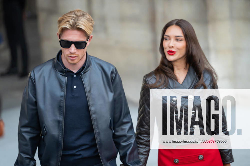 PFW - Louis Vuitton Front Row - Paris Belgium s midfielder 07 Kevin De Bruyne (L) and his wife Michele De Bruyne poses as she arrives ahead of the Louis Vuitton Women s Spring Summer 2027 collection fashion show as part of the Paris Fashion Week, in Paris, France on October 6, 2026. Photo by Alexis Jumeau ABACAPRESS.COM Paris France