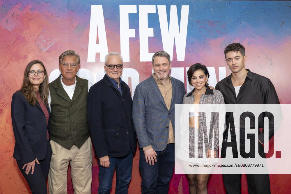 LEAR DEBESSONET, AARON SORKIN, BRADLEY WHITFORD, MICHAEL ARDEN, KRYSTA RODRIGUEZ and TOM BLYTH attend a press conference for A Few Good Men on Broadway at the Vivian Beaumont Theater at Lincoln Center in New York. 6 October 2026 New York USA - ZUMAa265 20261006_zep_a265_010