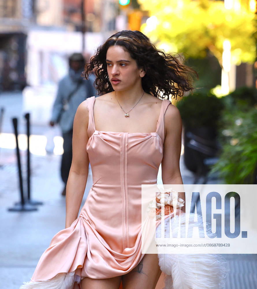 Rosalia Leaves Her Hotel - NYC Spanish Singer Rosalia with a nice pink dress leaves her hotel in New York on October 6, 2026. Photp by Dylan Travis ABACAPRESS.COM New York City NY United States
