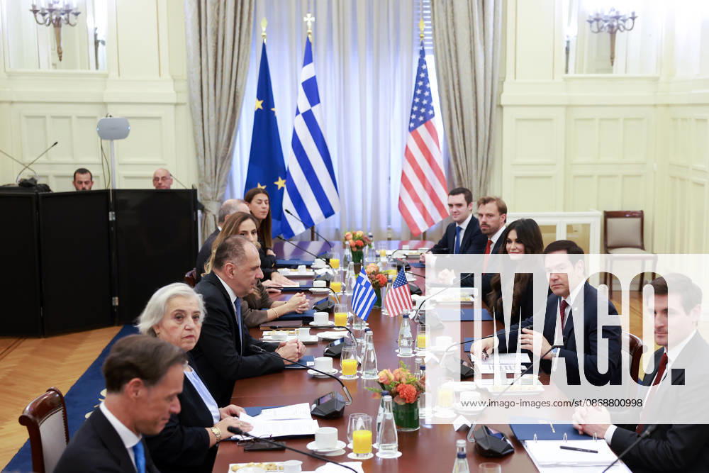 Greek Foreign Minister Giorgos Gerapetritis meets US Secretary of State Marco Rubio in Athens ATHENS, GREECE - OCTOBER 7: Greek Foreign Minister Giorgos Gerapetritis meets with US Secretary of State Marco Rubio at the Ministry of Foreign Affairs in Athens, Greece on October 7, 2026. Costas Baltas Anadolu Athens Greece. Editorial use only. Please get in touch for any other usage.