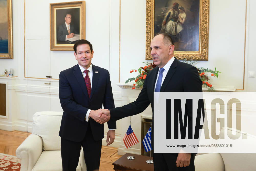 Greek Foreign Minister Giorgos Gerapetritis meets US Secretary of State Marco Rubio in Athens ATHENS, GREECE - OCTOBER 7: Greek Foreign Minister Giorgos Gerapetritis meets with US Secretary of State Marco Rubio at the Ministry of Foreign Affairs in Athens, Greece on October 7, 2026. Costas Baltas Anadolu Athens Greece. Editorial use only. Please get in touch for any other usage.