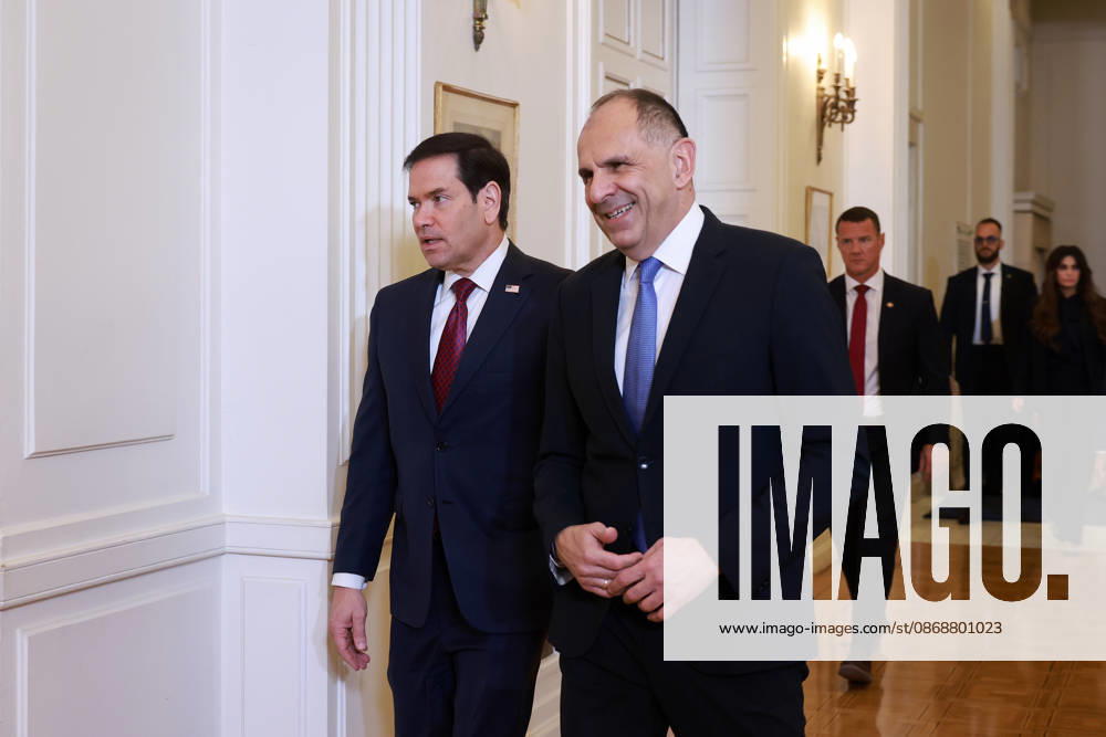 Greek Foreign Minister Giorgos Gerapetritis meets US Secretary of State Marco Rubio in Athens ATHENS, GREECE - OCTOBER 7: Greek Foreign Minister Giorgos Gerapetritis meets with US Secretary of State Marco Rubio at the Ministry of Foreign Affairs in Athens, Greece on October 7, 2026. Costas Baltas Anadolu Athens Greece. Editorial use only. Please get in touch for any other usage.