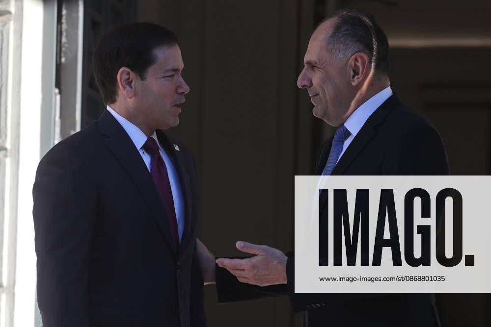 Greek Foreign Minister Giorgos Gerapetritis meets US Secretary of State Marco Rubio in Athens ATHENS, GREECE - OCTOBER 7: Greek Foreign Minister Giorgos Gerapetritis meets with US Secretary of State Marco Rubio at the Ministry of Foreign Affairs in Athens, Greece on October 7, 2026. Ayhan Mehmet Anadolu Athens Greece. Editorial use only. Please get in touch for any other usage.