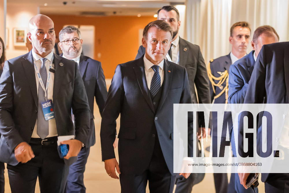 EU MED9 Bilateral meet Plenkovic - Macron Croatian Prime Minister Andrej Plenkovic meets French President Emmanuel Macron during bilateral meetings on the sidelines of the EU MED9 summit in Split, Croatia on October 7, 2027. ZvonimirxBarisin PIXSELL