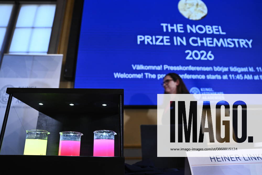 Henri Kagan and Kenso Soai are awarded the 2026 Nobel Prize in Chemistry during a press conference at the Royal Swedish Academy of Sciences in Stockholm, Sweden, on October 7, 2026 STOCKHOLM SWEDEN