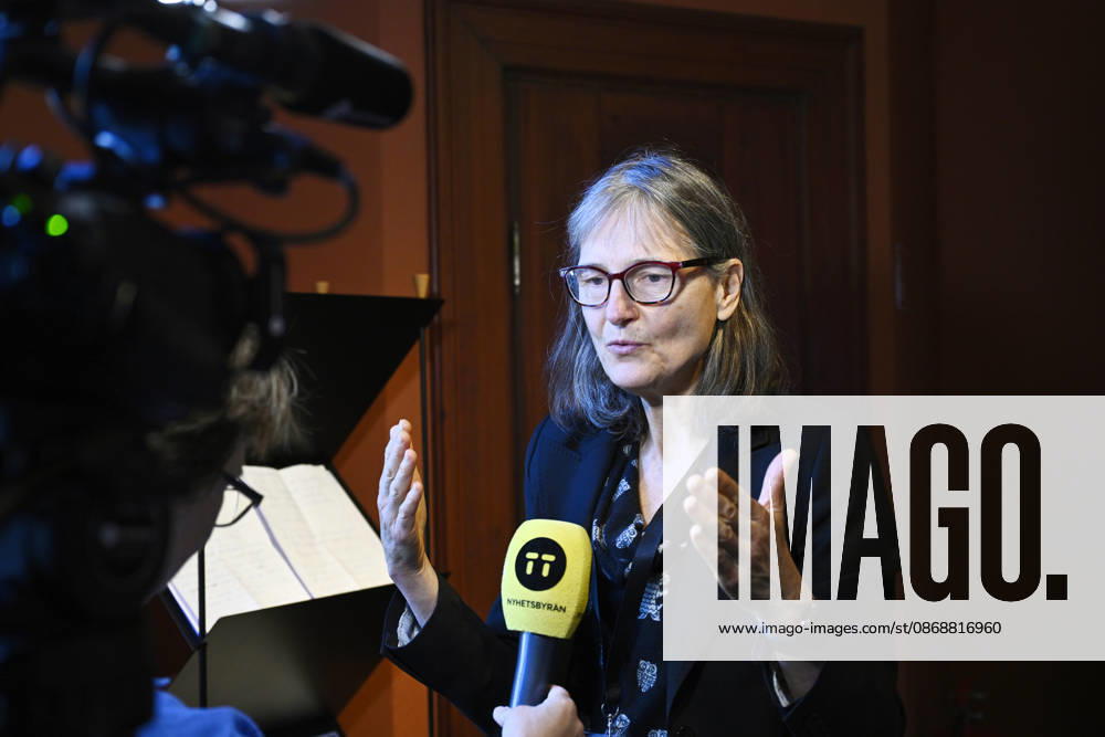 STOCKHOLM, SWEDEN 20261007 Sara Linse, professor of physical chemistry and member of the Royal Swedish Academy of Sciences, as the Nobel Prize in Chemistry is announced at the Royal Swedish Academy of Sciences in Stockholm on Wednesday STOCKHOLM SWEDEN