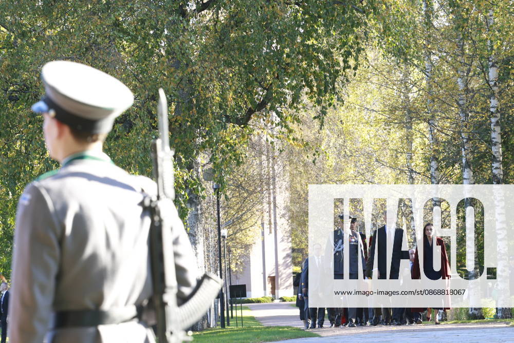 Finland King Felipe and Queen Letizia during the wreath-laying ceremony at Hietaniemi Cemetery, Finland s national cemetery and the final resting place of many former presidents and other prominent figures on the 2nd day of the 2 day statevisit to Finland. Â